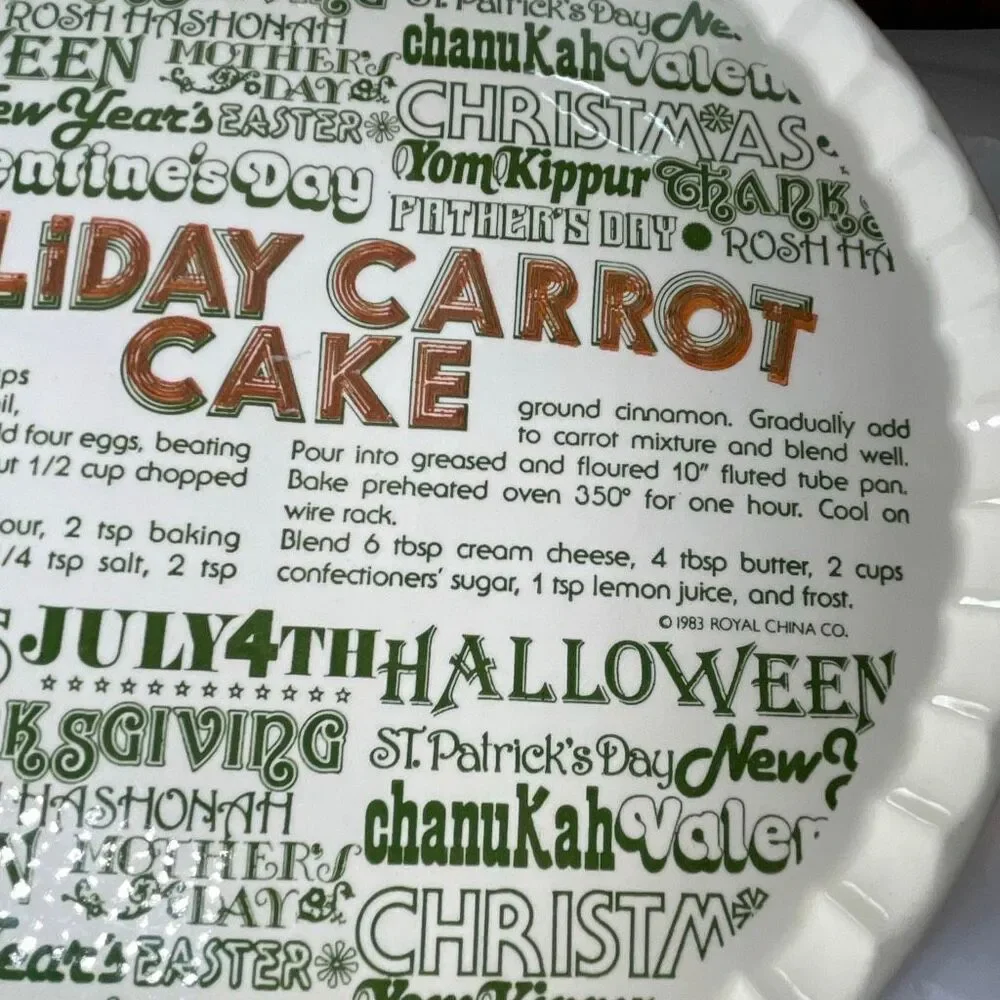 Vintage 1983 Royal China Co. American Ironstone Holiday serving tray carrot cake